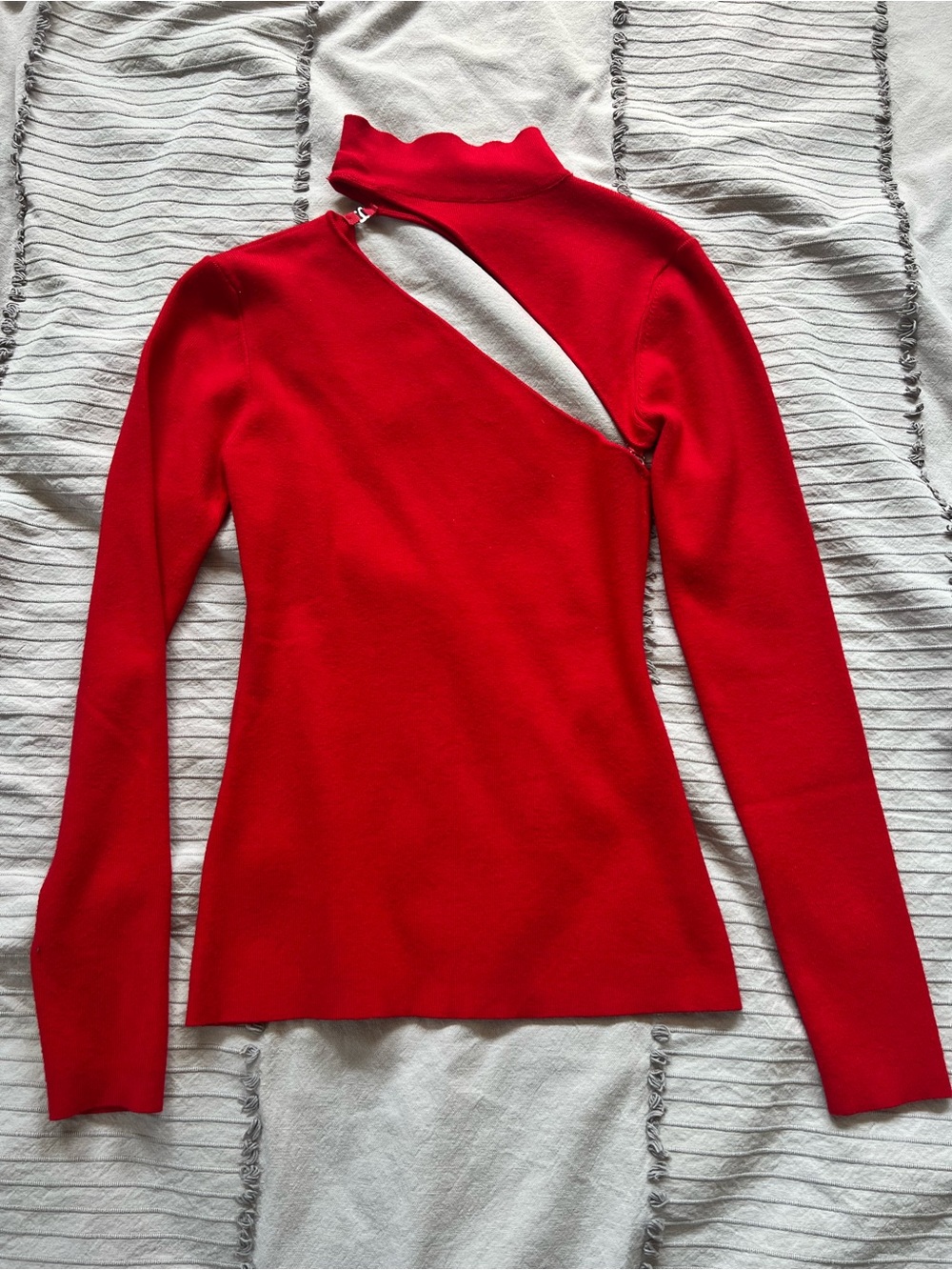 Alexander Wang Red Zip Cutout Mock Neck Top S/M